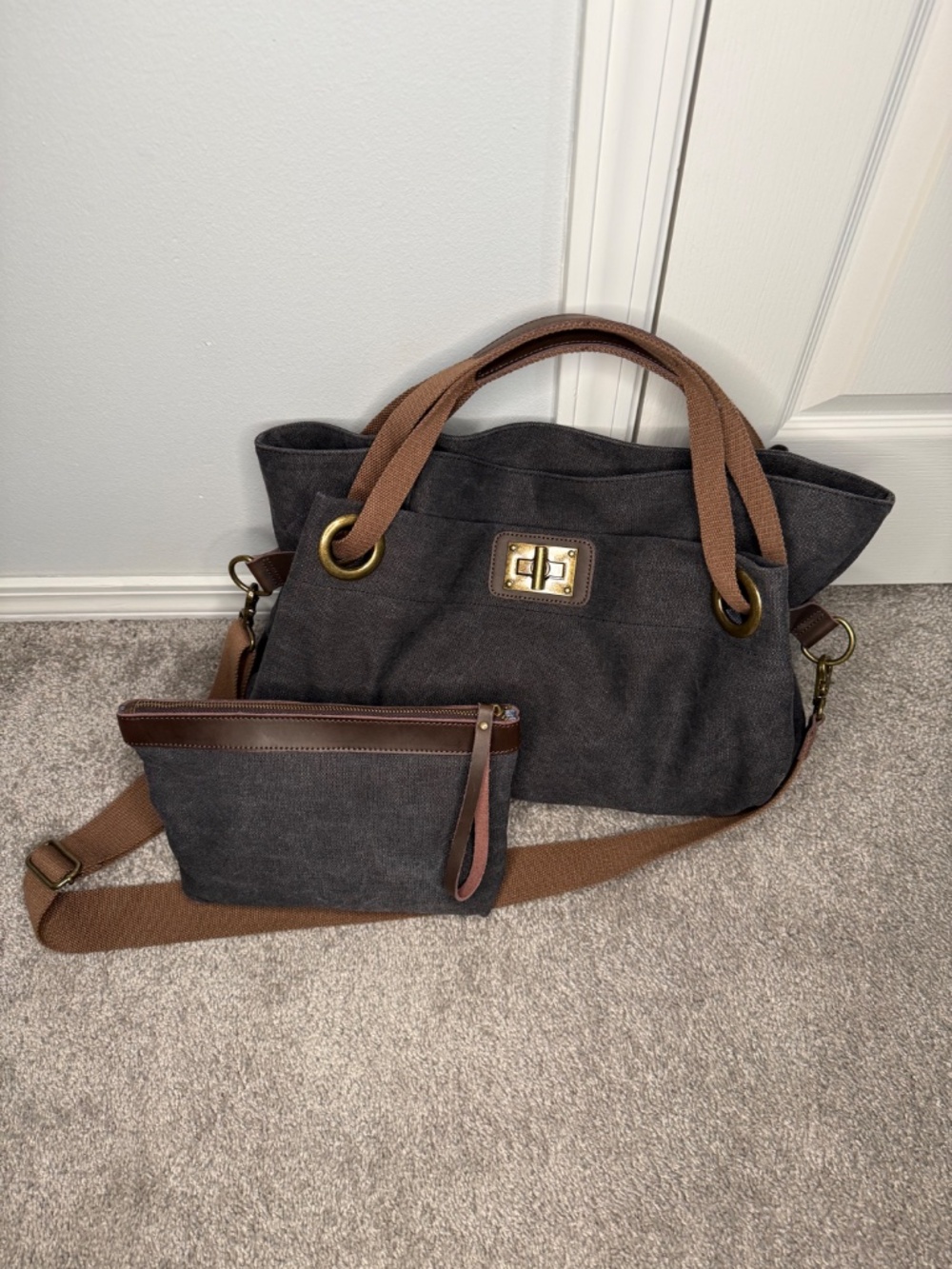 ZEDE Paris Pont-des-Arts Canvas Tote Bag + Bonus Pouch